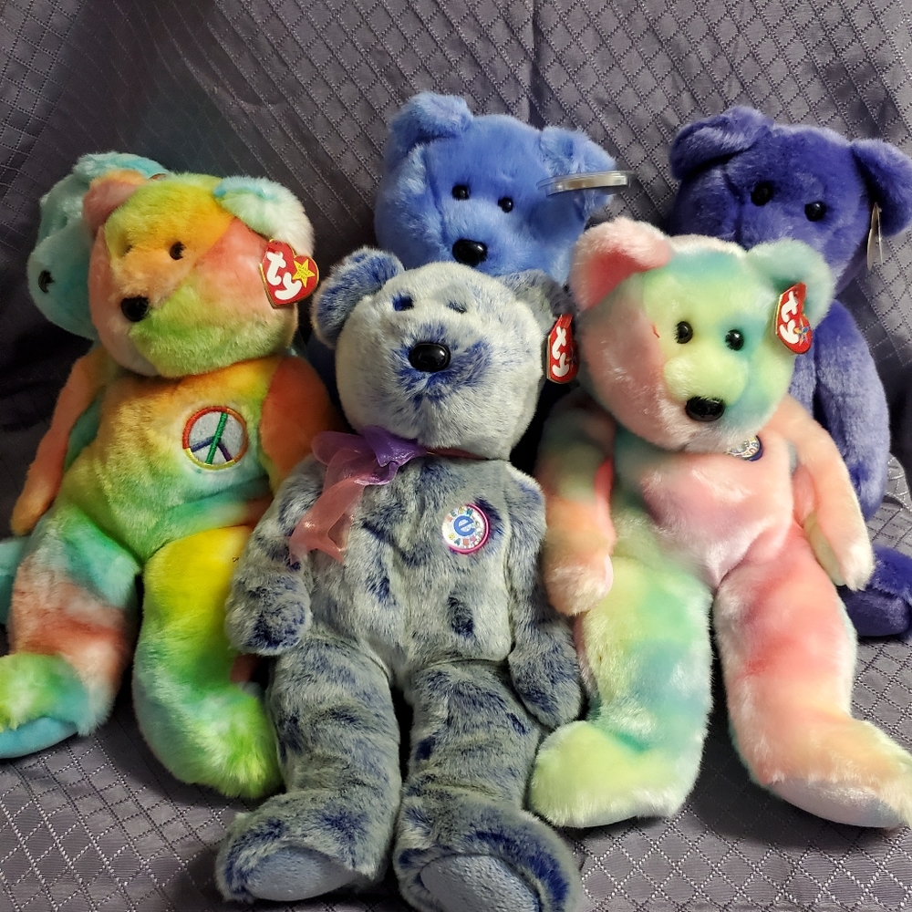 Six Vintage Ty Beanie Buddy Bears